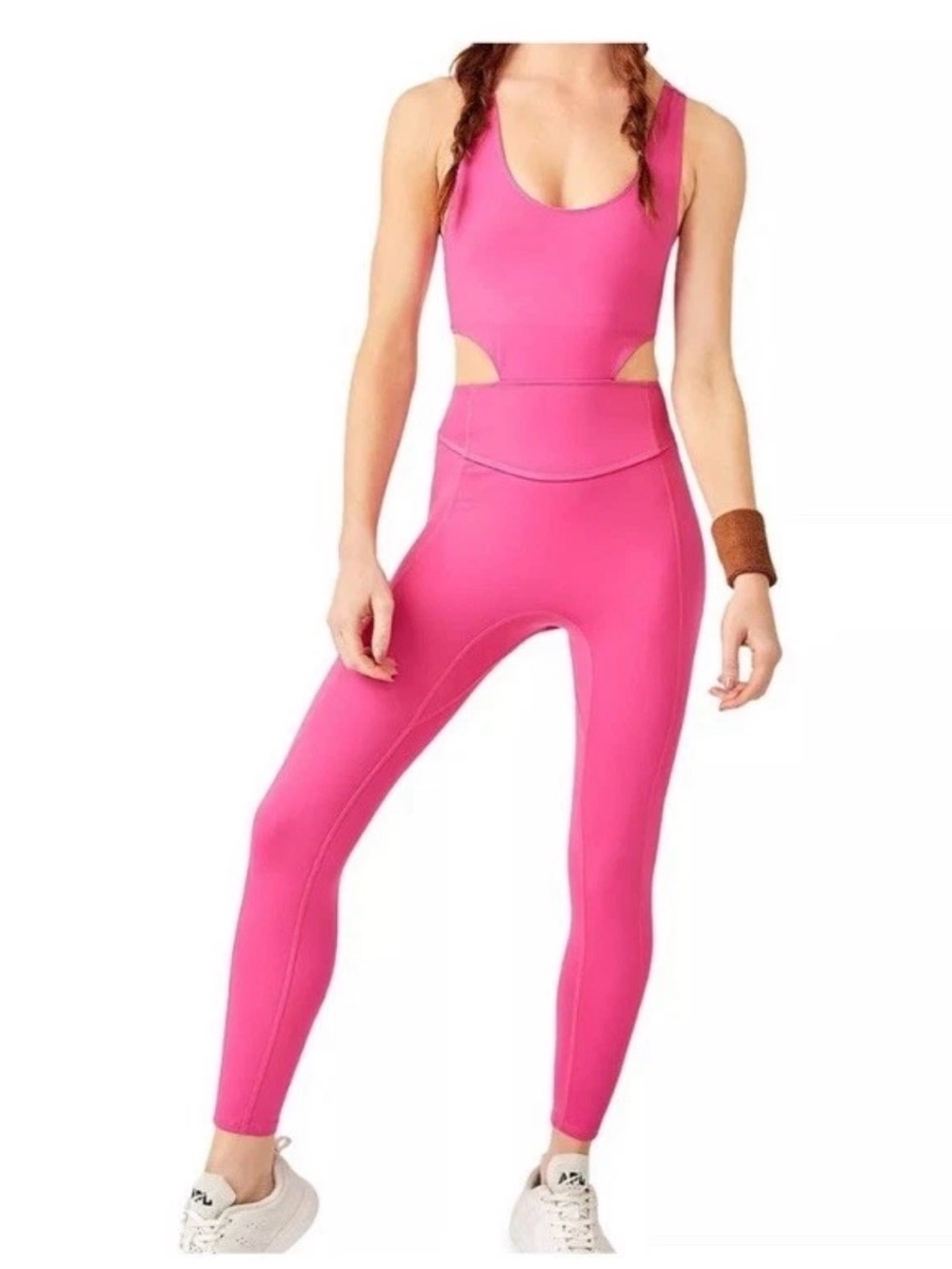 NWT’s FP Movement back it up Women's Hot Pink Cutout Jumpsuit onesie